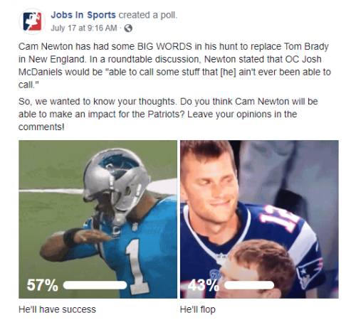 Facebook Post: Cam Newton has had some BIG WORDS in his hunt to replace Tom Brady in New England. In a roundtable discussion, Newton stated that OC Josh McDaniels would be 