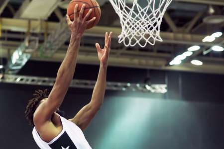 California G League player laying up the basketball