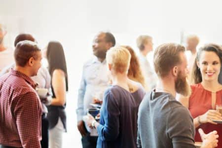 People talking to each other during a networking event