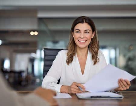 woman interviewing for a us open job