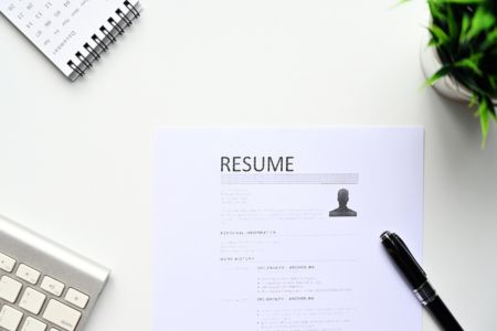 Resume document on a desk