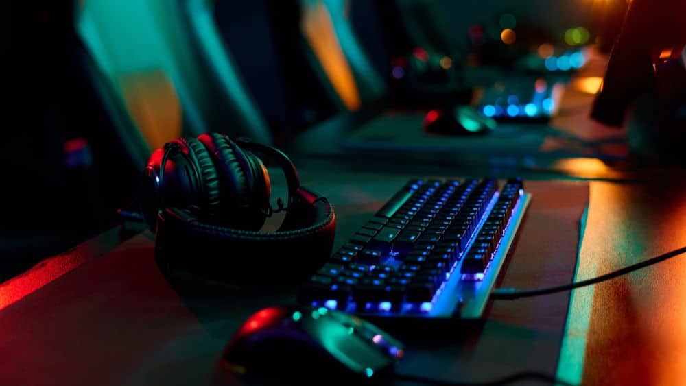 esports  keyboard, mouse, and headset with RGB lighting