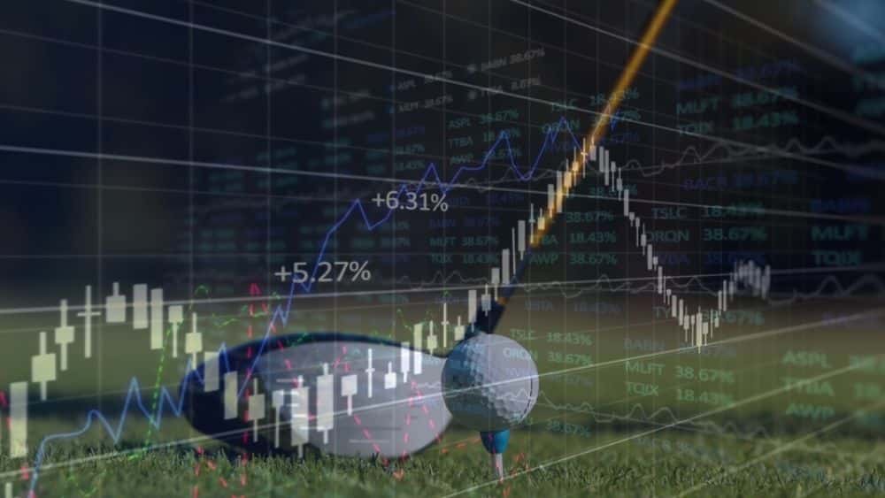 Golf Club And Ball With Digital Tech Data Overlay