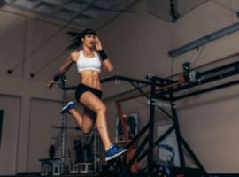 Athlete running in a sports motion capture testing lab